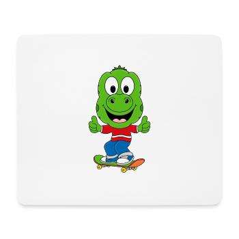 DINO - ECHSE - GECKO - SKATEBOARD - KIND - BABY - Mousepad (Querformat) - Weiß - Vorne