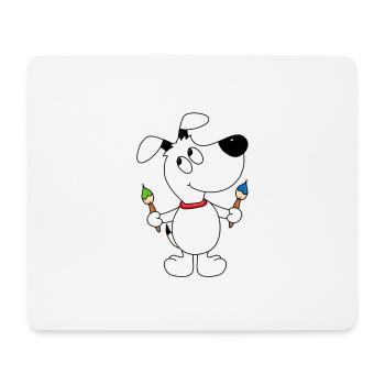 HUND - MALER - KÜNSTLER - KUNST - PINSEL - TIER - Mousepad (Querformat) - Weiß - Vorne
