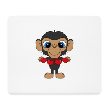 AFFE - SCHIMPANSE - HERZEN - LIEBE - TIERLIEB - Mousepad (Querformat) - Weiß - Vorne