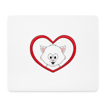 LIEBE - HERZ - KATZE - KATER - TIERLIEB - VERLIEBT - Mousepad (Querformat) - Weiß - Vorne