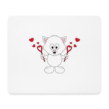 SEIFENBLASEN - KATZE - KATER - LIEBE - TIERISCH - Mousepad (Querformat) - Weiß - Vorne