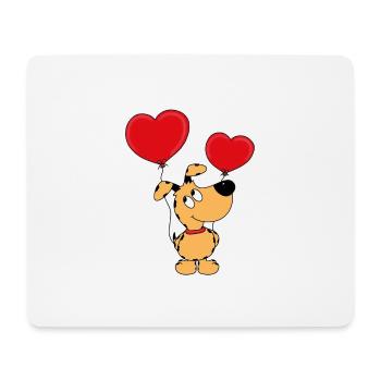HUND - LIEBE - LUFTBALLONS - LOVE - TIERISCH - Mousepad (Querformat) - Weiß - Vorne