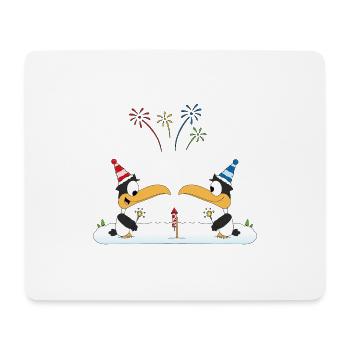 PINGUINE - LIEBE - SILVESTER - NEUJAHR - FEUERWERK - Mousepad (Querformat) - Weiß - Vorne
