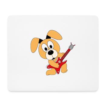GITARRE - MUSIK - HUND - TIERISCH - KIND - BABY - Mousepad (Querformat) - Weiß - Vorne
