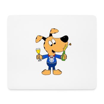 HUND - PARTY - FEIER - SILVESTER - NEUJAHR - TIER - Mousepad (Querformat) - Weiß - Vorne