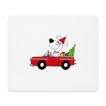 HUND - AUTO - WEIHNACHTEN - GESCHENKE - TANNENBAUM - Mousepad (Querformat) - Weiß - Vorne