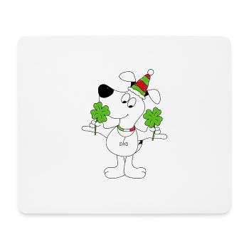 HUND - KLEEBLÄTTER - GLÜCKSBRINGER - Mousepad (Querformat) - Weiß - Vorne