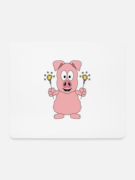 WUNDERKERZEN - SCHWEIN - NEUJAHR - SILVESTER - Mousepad (Querformat) - Weiß