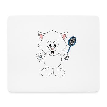 KATZE - KATER - FEDERBALL - BADMINTON - SPORT - Mousepad (Querformat) - Weiß - Vorne