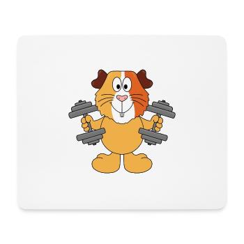 MEERSCHWEINCHEN - HANTELN - FIT - FITNESS - Mousepad (Querformat) - Weiß - Vorne