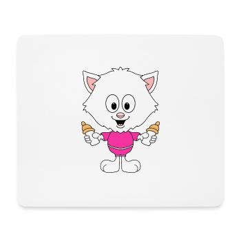 KATZE - BABY - FLÄSCHCHEN - MILCH - NACHWUCHS - Mousepad (Querformat) - Weiß - Vorne