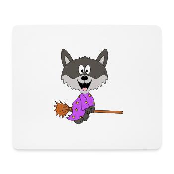 WOLF - HEXE - HEXENBESEN - HALLOWEEN - Mousepad (Querformat) - Weiß - Vorne