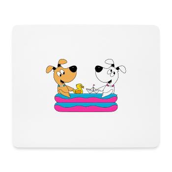 HUNDE - POOL - PLANSCHBECKEN - HUND - TIER - Mousepad (Querformat) - Weiß - Vorne