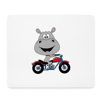 NILPFERD - MOTORRAD - TIER - KIND - BABY - Mousepad (Querformat) - Weiß - Vorne