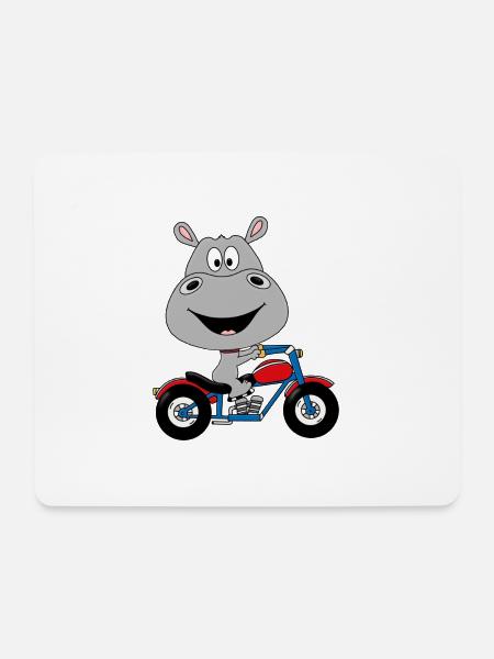 NILPFERD - MOTORRAD - TIER - KIND - BABY - Mousepad (Querformat) - Weiß