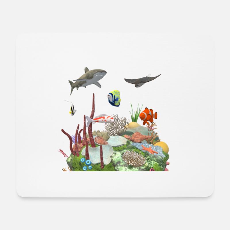 Wasserwelt Korallenriff Hai Fisch Nemo Meeresleben - Mousepad (Querformat) - Weiß