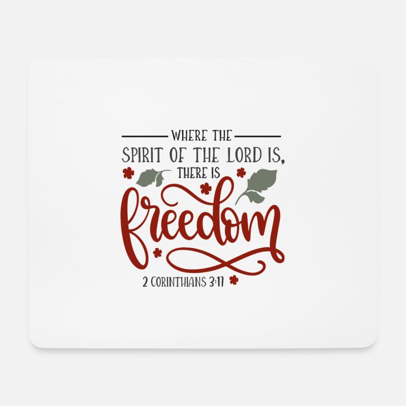 Christliches Design Wo der Geist des Herrn ist - Mousepad (Querformat) - Weiß