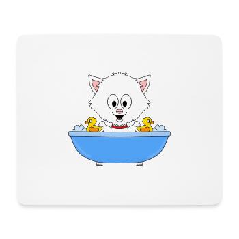 KATZE - BADEWANNE - BADEN - TIER - BABY - Mousepad (Querformat) - Weiß - Vorne