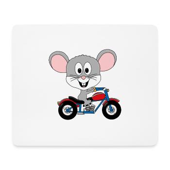 MAUS - MOTORRAD - BIKER - TIER - KIND - BABY - Mousepad (Querformat) - Weiß - Vorne