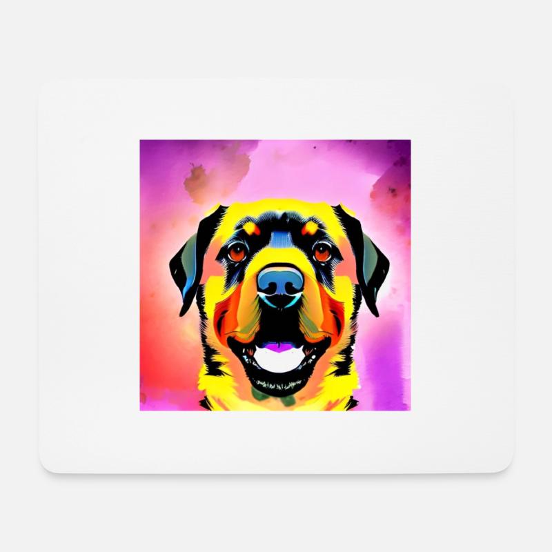Regenbogen Glücklicher Hund - Mousepad (Querformat) - Weiß