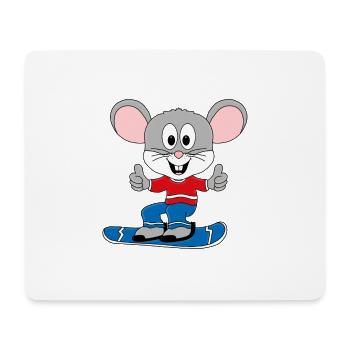 MAUS - SNOWBOARD - WINTERSPORT - TIER - Mousepad (Querformat) - Weiß - Vorne