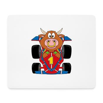 RENNFAHRER - AUTO - RENNWAGEN - BULLE - STIER - Mousepad (Querformat) - Weiß - Vorne