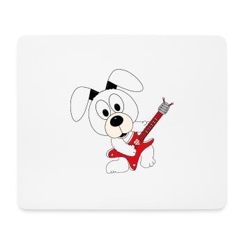 HUND - GITARRE - MUSIK - TIER - KIND - BABY - Mousepad (Querformat) - Weiß - Vorne