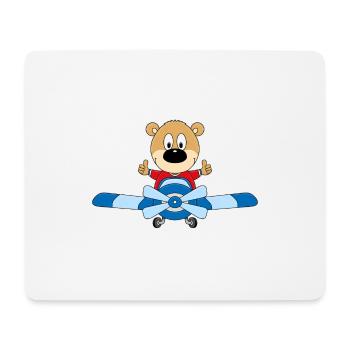 TEDDY - BÄR - TEDDYBÄR - FLUGZEUG - PILOT - Mousepad (Querformat) - Weiß - Vorne
