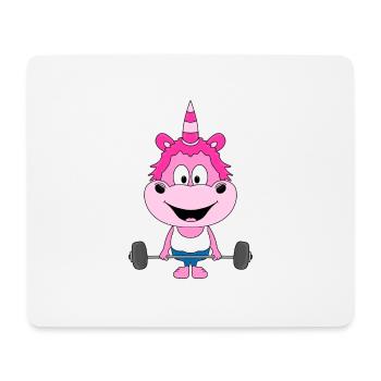EINHORN - FITNESS - BODYBUILDING - GEWICHTHEBER - Mousepad (Querformat) - Weiß - Vorne