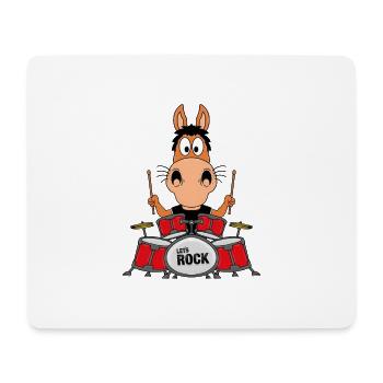 SCHLAGZEUGER - MUSIK - PFERD - PONY - ROCK - Mousepad (Querformat) - Weiß - Vorne