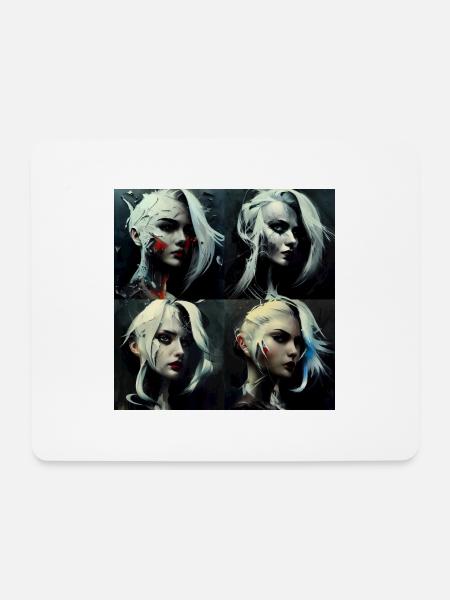 Futuristic Girl weiße Haarcollage - Mousepad (Querformat) - Weiß