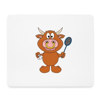 BULLE - STIER - RIND - KUH - FEDERBALL - BADMINTON - Mousepad (Querformat) - Weiß - Vorne