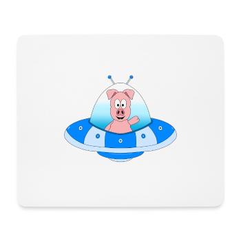 SCHWEIN - UFO - WELTRAUM - RAUMSCHIFF - TIER - Mousepad (Querformat) - Weiß - Vorne