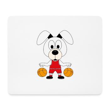 HUND - BASKETBALL - SPORT - TIER - KIND - BABY - Mousepad (Querformat) - Weiß - Vorne