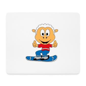 SCHAF - SNOWBOARD - WINTERSPORT - TIER - SPORT - Mousepad (Querformat) - Weiß - Vorne