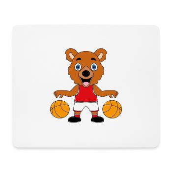 TEDDY - BÄR - TEDDYBÄR - BASKETBALL - SPORT - Mousepad (Querformat) - Weiß - Vorne