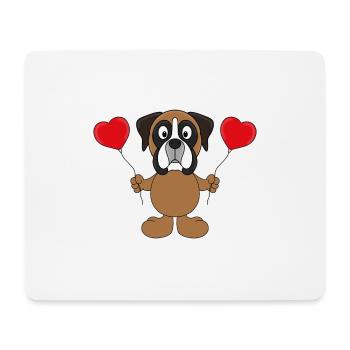 HUND - BOXER - LUFTBALLONS - LIEBE - LOVE - Mousepad (Querformat) - Weiß - Vorne