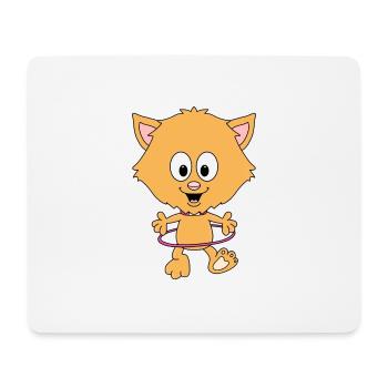 KATZE - HULA-HOOP-REIFEN - TIER - KIND - BABY - Mousepad (Querformat) - Weiß - Vorne