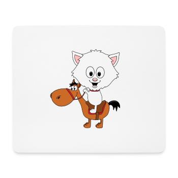 KATZE - PFERD - PONY - REITEN - TIERE - Mousepad (Querformat) - Weiß - Vorne