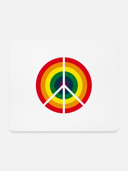 PEACE RAINBOW - Mousepad (Querformat) - Weiß