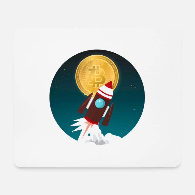 Rakete Bitcoin Geld Money to the moon - Mousepad (Querformat) - Weiß