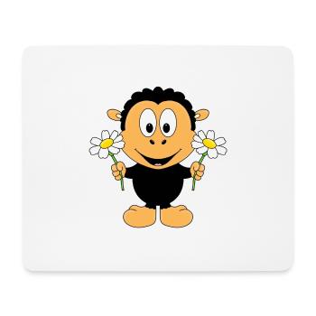 SCHWARZES SCHAF - BLUMEN - TIER - TIERISCH - Mousepad (Querformat) - Weiß - Vorne