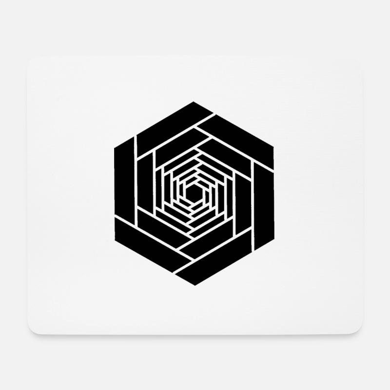 Unendlich sechseckige schwarze Blume - Mousepad (Querformat) - Weiß