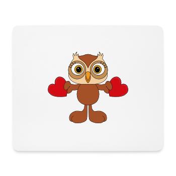 EULE - LIEBE - LOVE - HERZEN - TIER - VOGEL - Mousepad (Querformat) - Weiß - Vorne