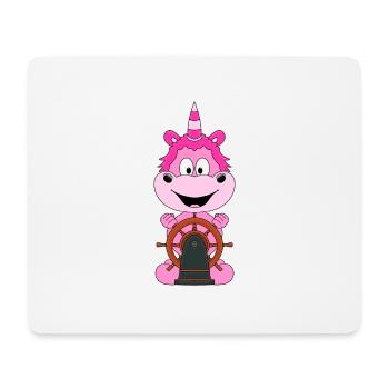 EINHORN - KAPITÄN - BOOT - SCHIFF - SEEMANN - Mousepad (Querformat) - Weiß - Vorne
