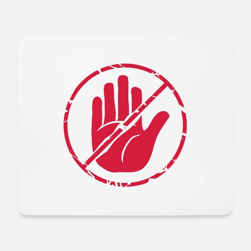Zeichen Stop Hand durchgestrichen - Mousepad (Querformat) - Weiß