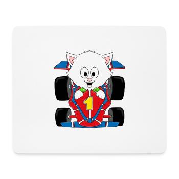 KATZE - KATER - AUTO - RENNWAGEN - MOTORSPORT - Mousepad (Querformat) - Weiß - Vorne