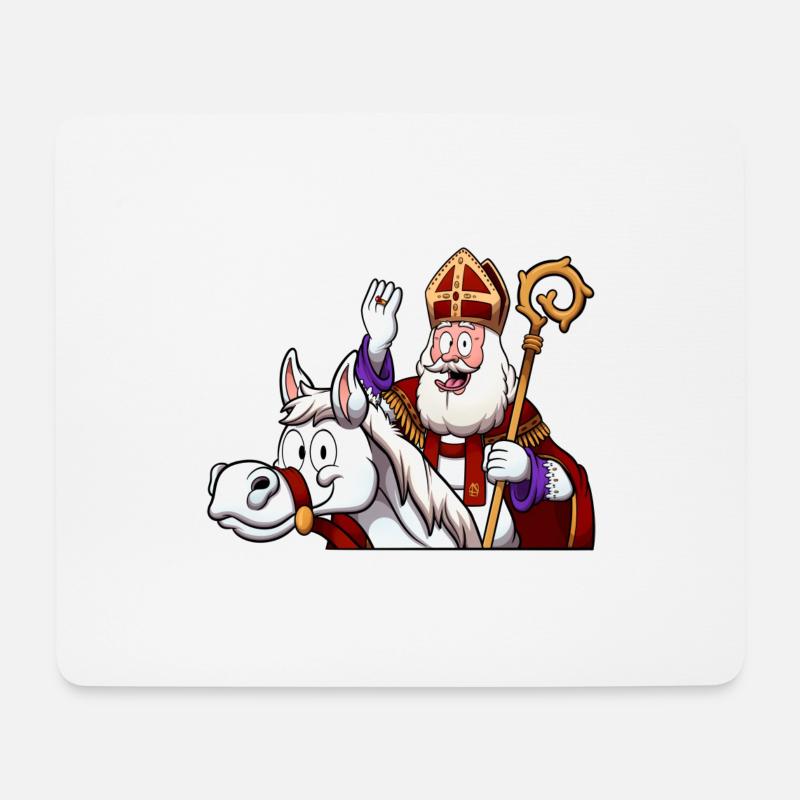 Sankt Nikolaus zu Pferd - Mousepad (Querformat) - Weiß