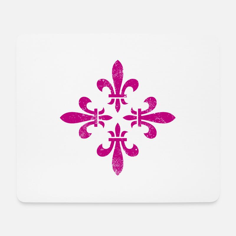 Lilien Blüten - Kreuz Ornament - VINTAGE - Mousepad (Querformat) - Weiß
