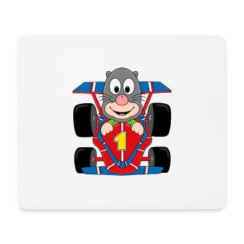 MAULWURF - RENNAUTO - AUTO - RENNFAHRER - TIER - Mousepad (Querformat) - Weiß - Vorne